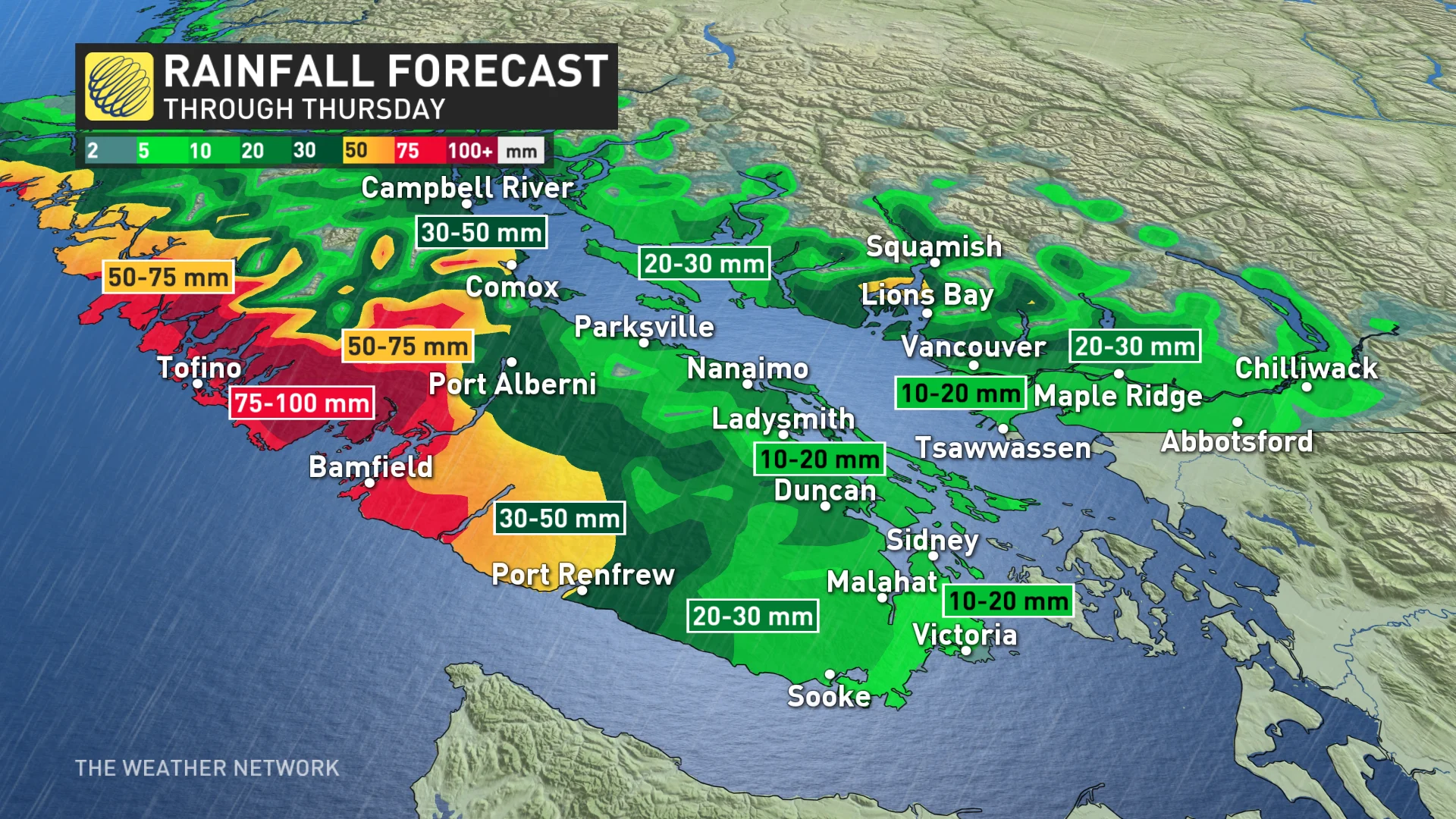 BC rainfall through Thursday