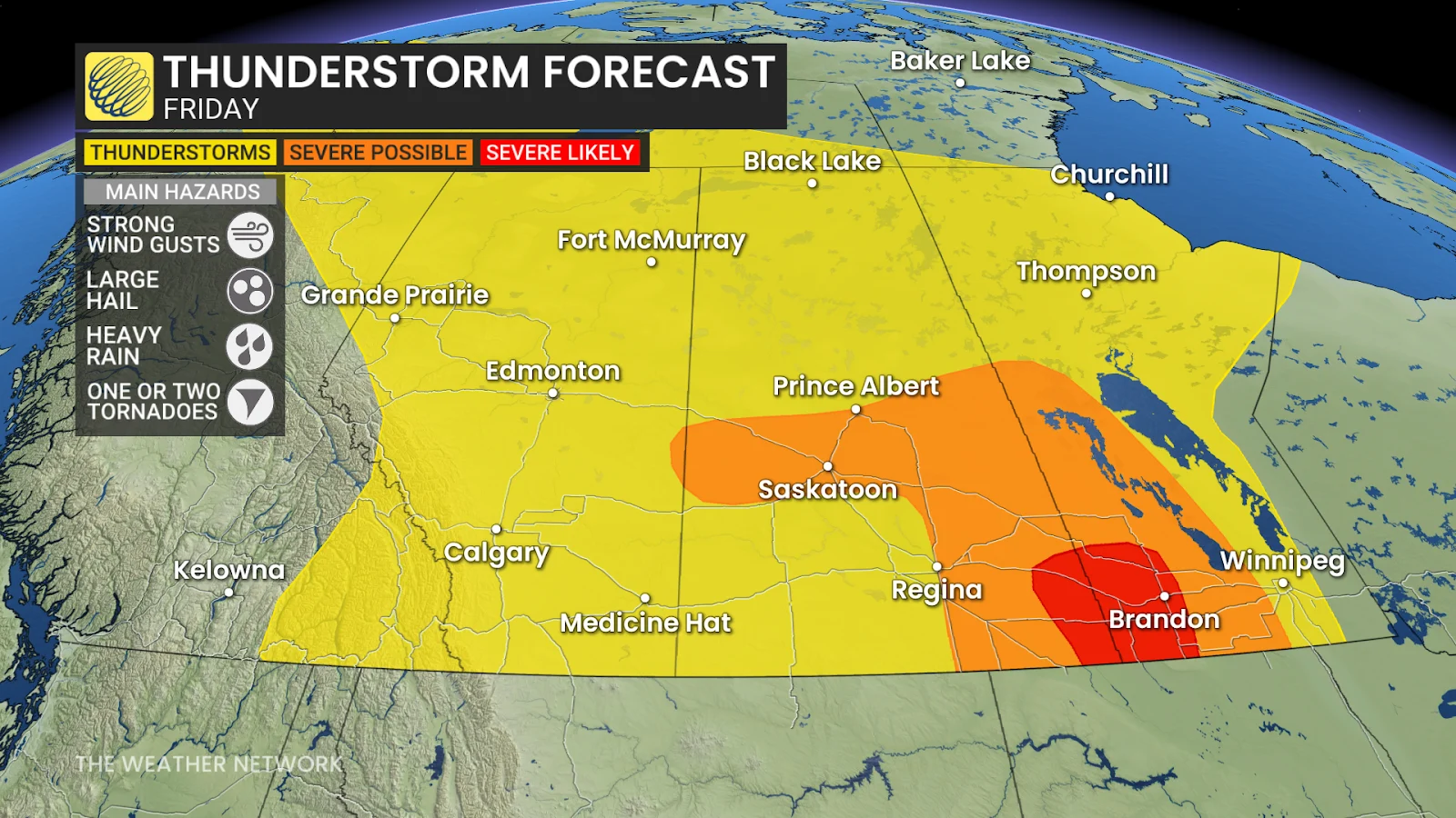 Prairies thunderstorm forecast Friday