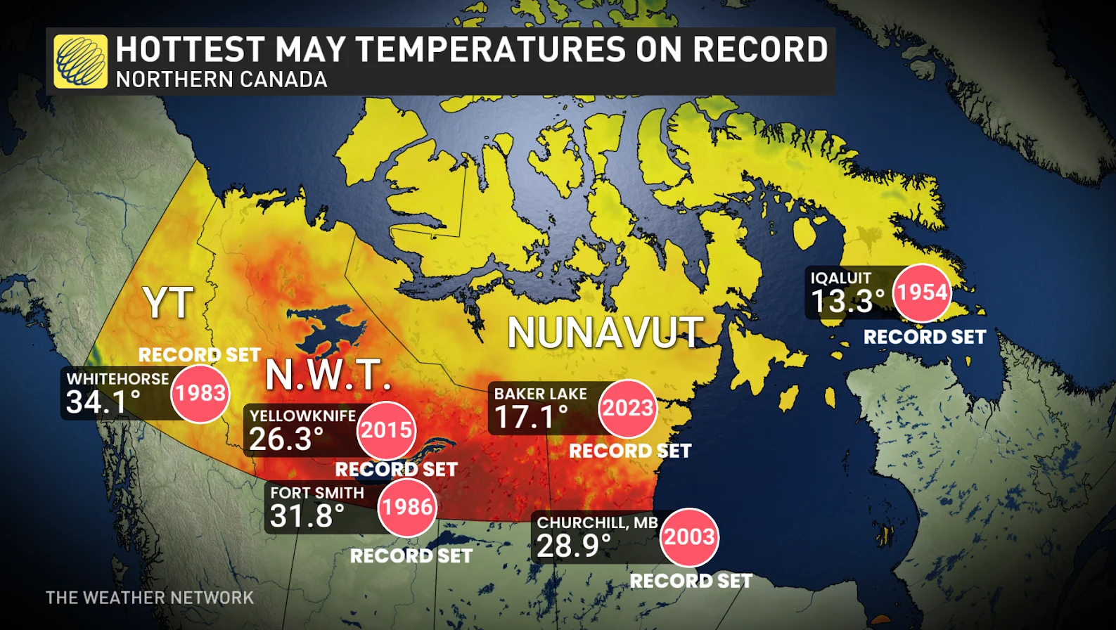 Canada, Northern, Hot, May, Temperatures, May 25, 2025. (The Weather Network)