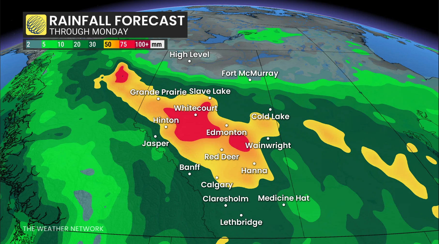 50-80 mm: Additional heavy rain and heightened flood risk in Alberta ...