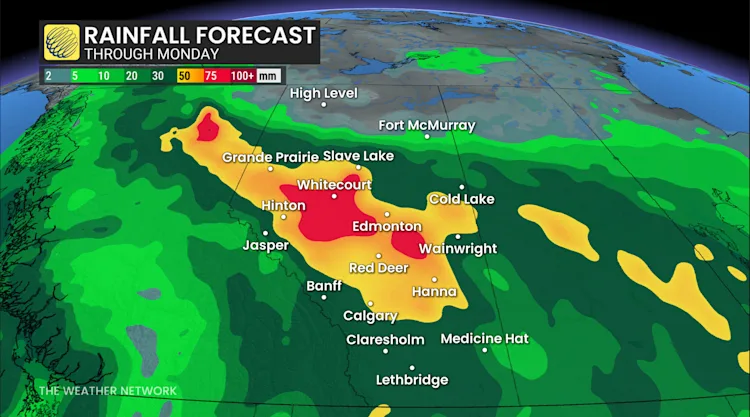50-80 mm: Additional heavy rain and heightened flood risk in Alberta ...