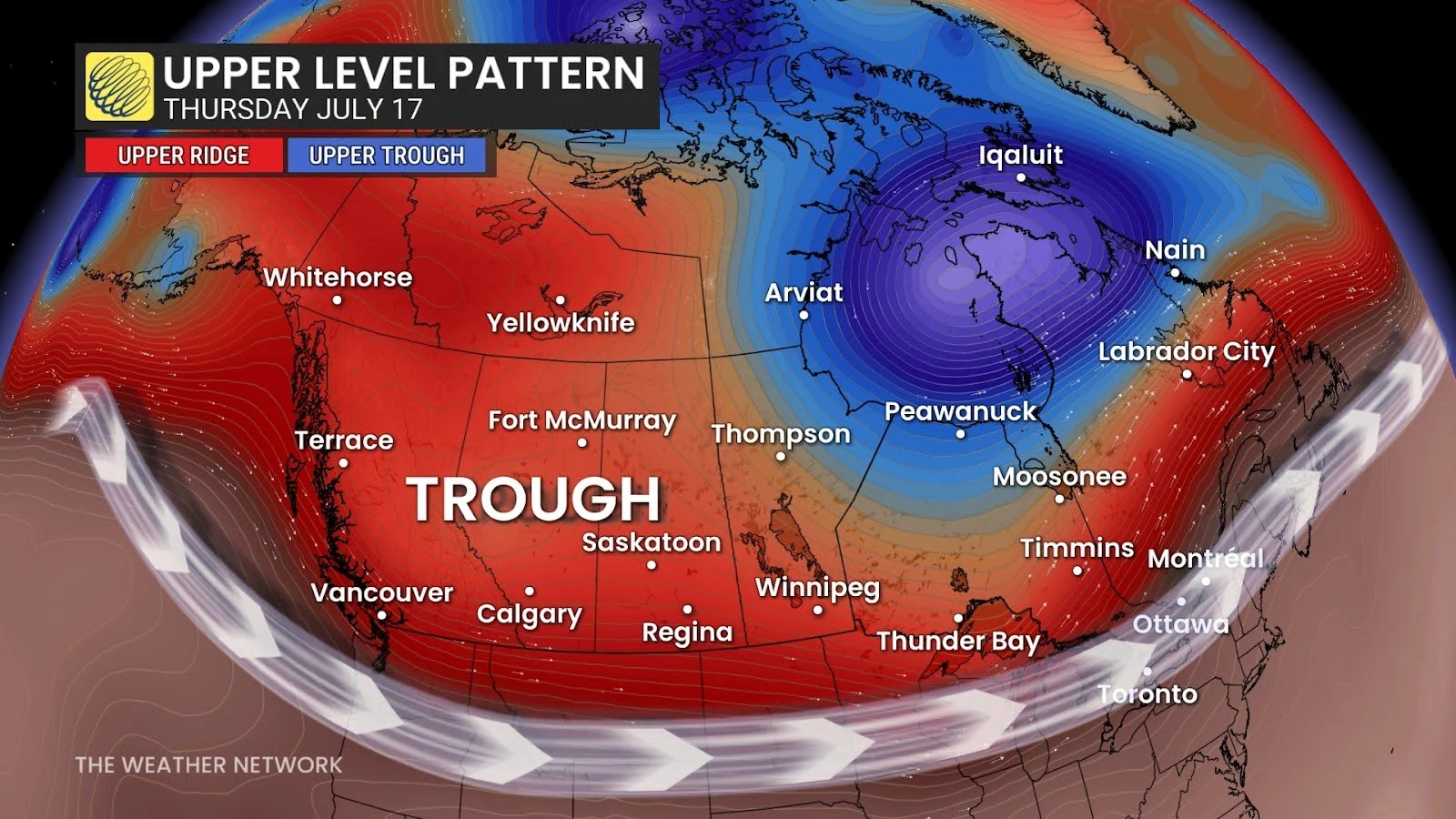 Prairies, Trough, Pattern, Wind, Storm, July 13, 2025. (The Weather Network/Nadine Hinds-Powell)
