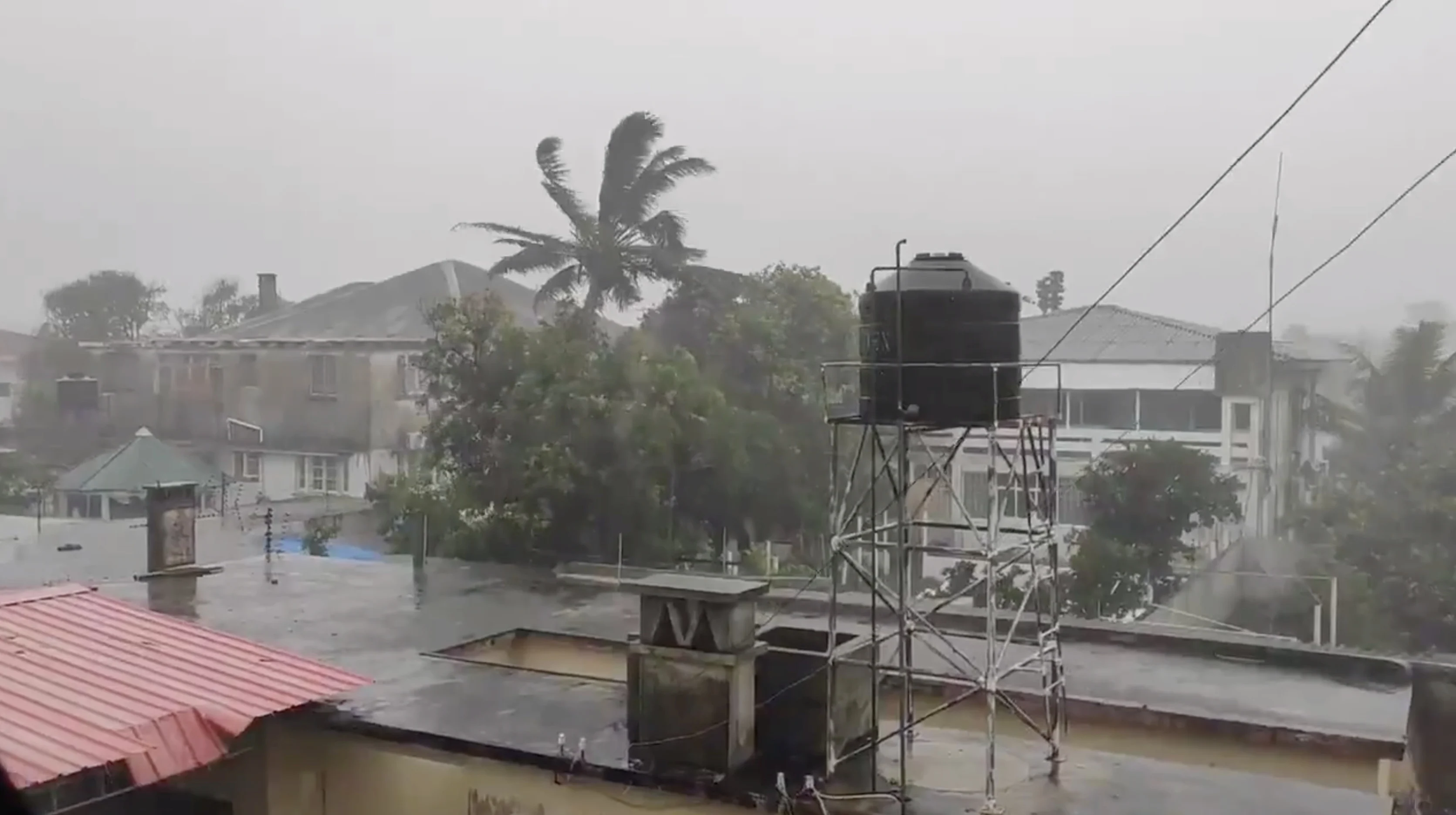 Rain falls before the landfall of cyclone Eloise in Beira, Mozambique January 22, 2021, in this still image taken from a video obtained from social media. Video obtained by REUTERS