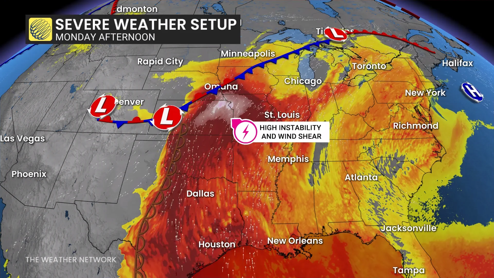 US CAPE Winds Monday