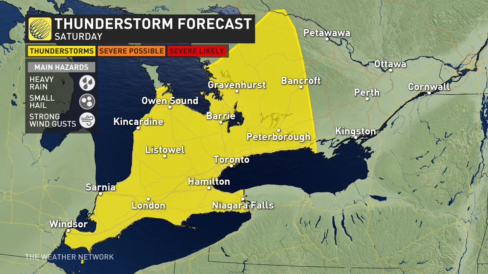 Ontario storm risk Saturday