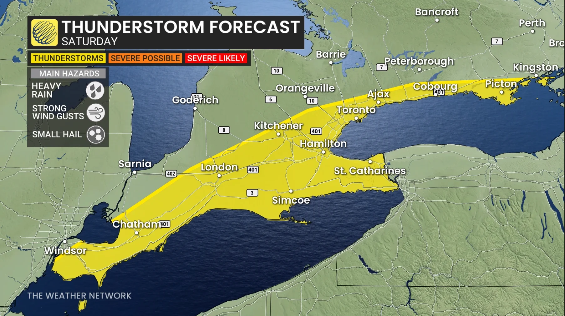 Southern Ontario Saturday thunderstorm risk - April 3, 2026