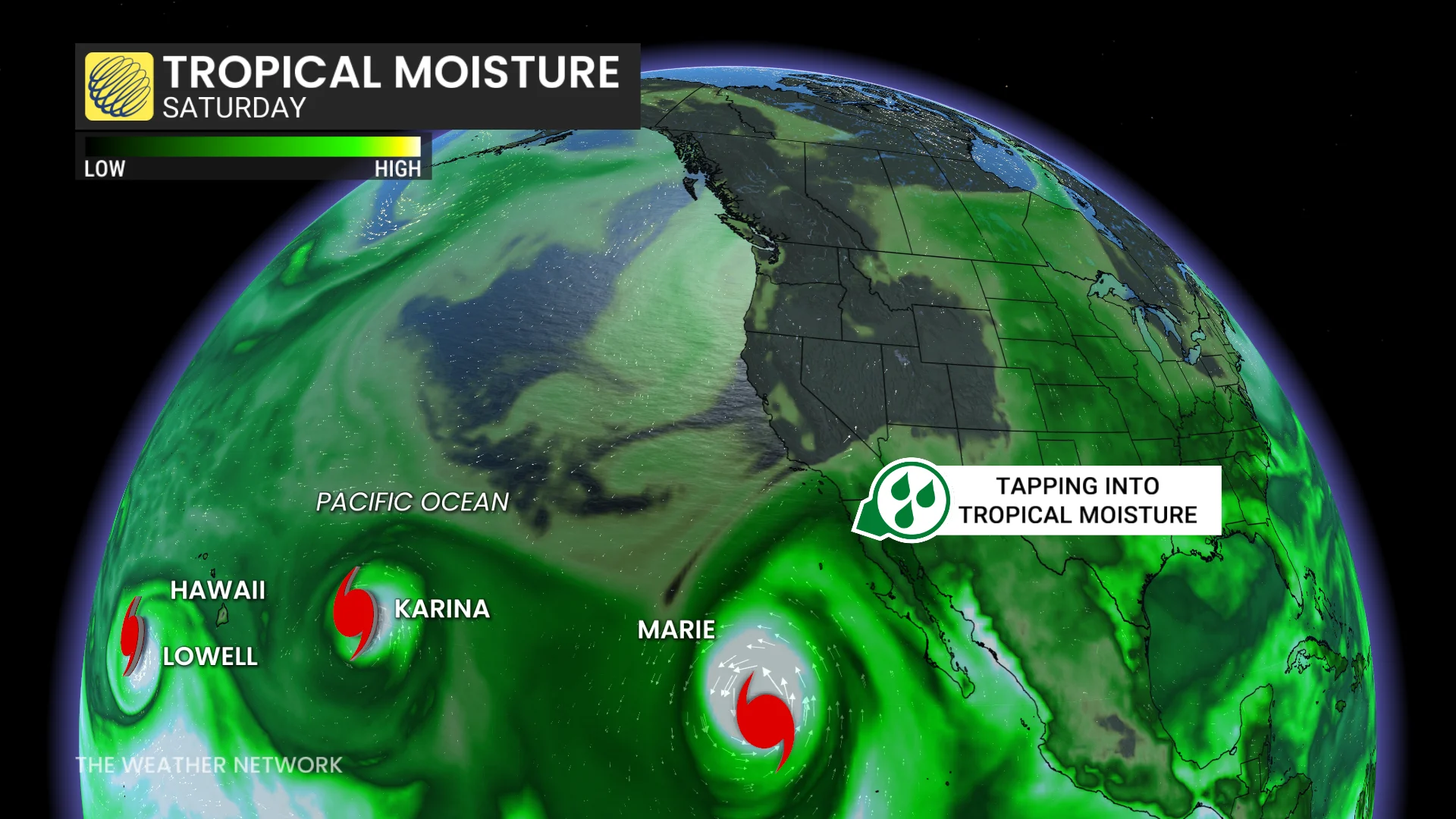 Tropical moisture Western Canada Saturday