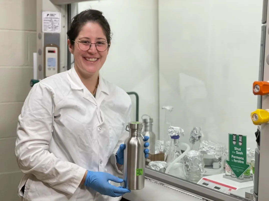 CBC: Dalhousie PhD student, Justine Ammendolia, is currently analyzing samples of microplastics she collected from the atmosphere during post-tropical storm Fiona. (Eric Woolliscroft/CBC )