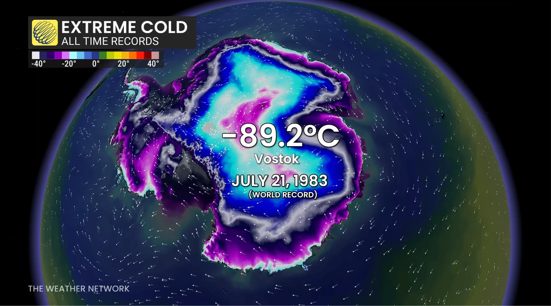 Extreme cold all-time records in Antarctica