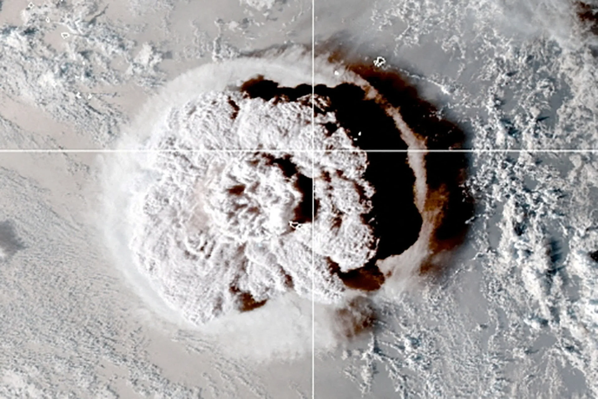 REUTERS: FILE PHOTO: The eruption of an underwater volcano off Tonga, which triggered a tsunami warning for several South Pacific island nations, is seen in an image from the NOAA GOES-West satellite taken at 05:00 GMT January 15, 2022. CIRA/NOAA/Handout via REUTERS /File Photo