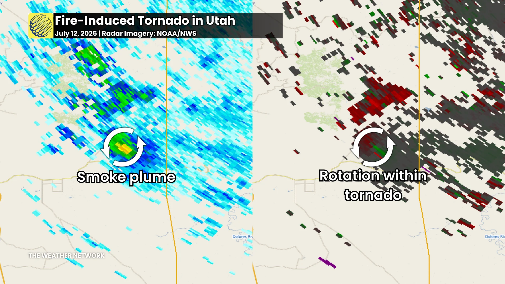 Fire-Induced Tornado Utah Radar Image July 12 2025