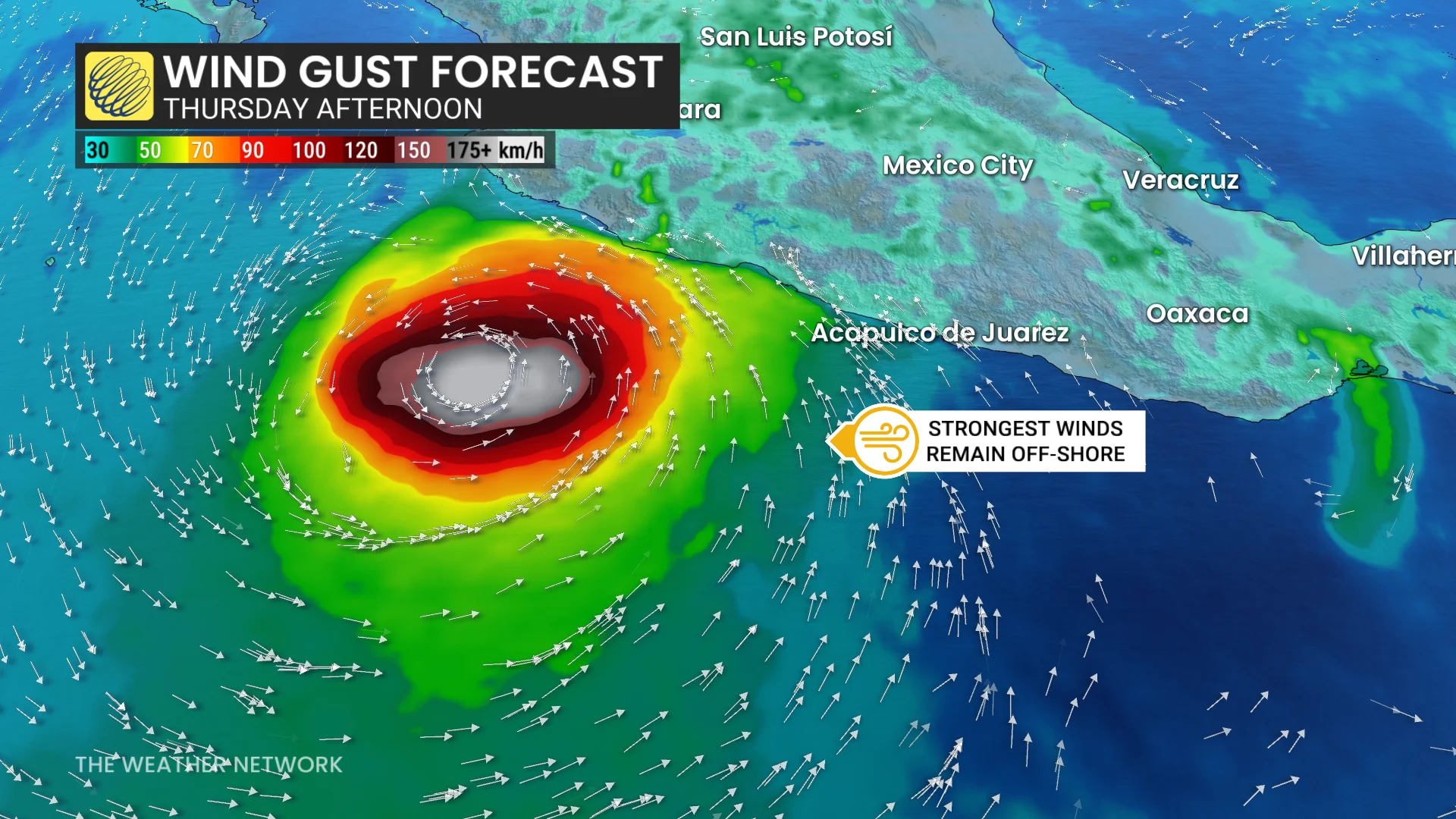 Hurricane Polo wind gust Thursday afternoon