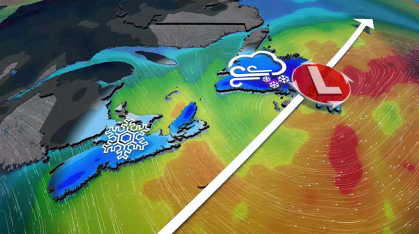 Threat for dangerous travel with blowing snow over Atlantic Canada Wednesday