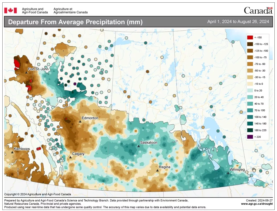 departure-from-average-precipitation/Agriculture and Agri-Food Canada via CBC