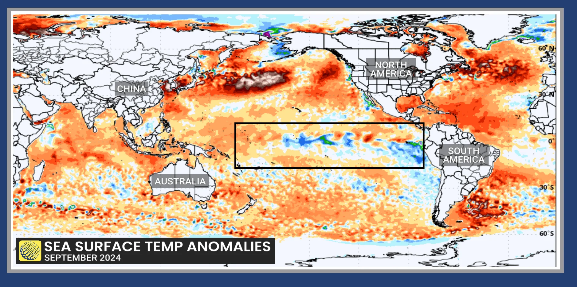 Sea surface temperature anomalies for September 2024.