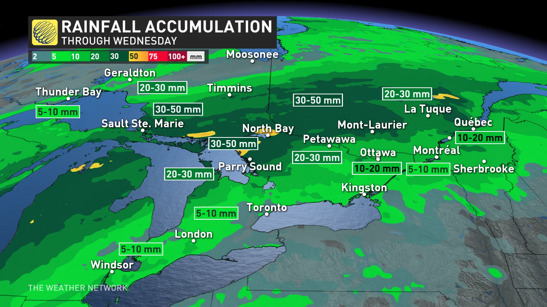 Ontario rainfall through Wednesday_Nov. 4