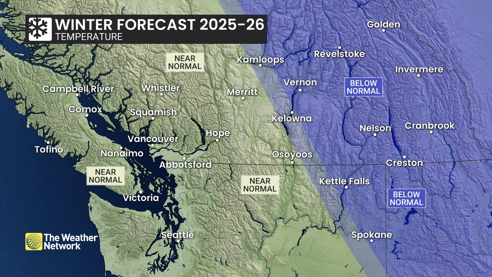 B.C. South Coast winter temperatures 2025-26