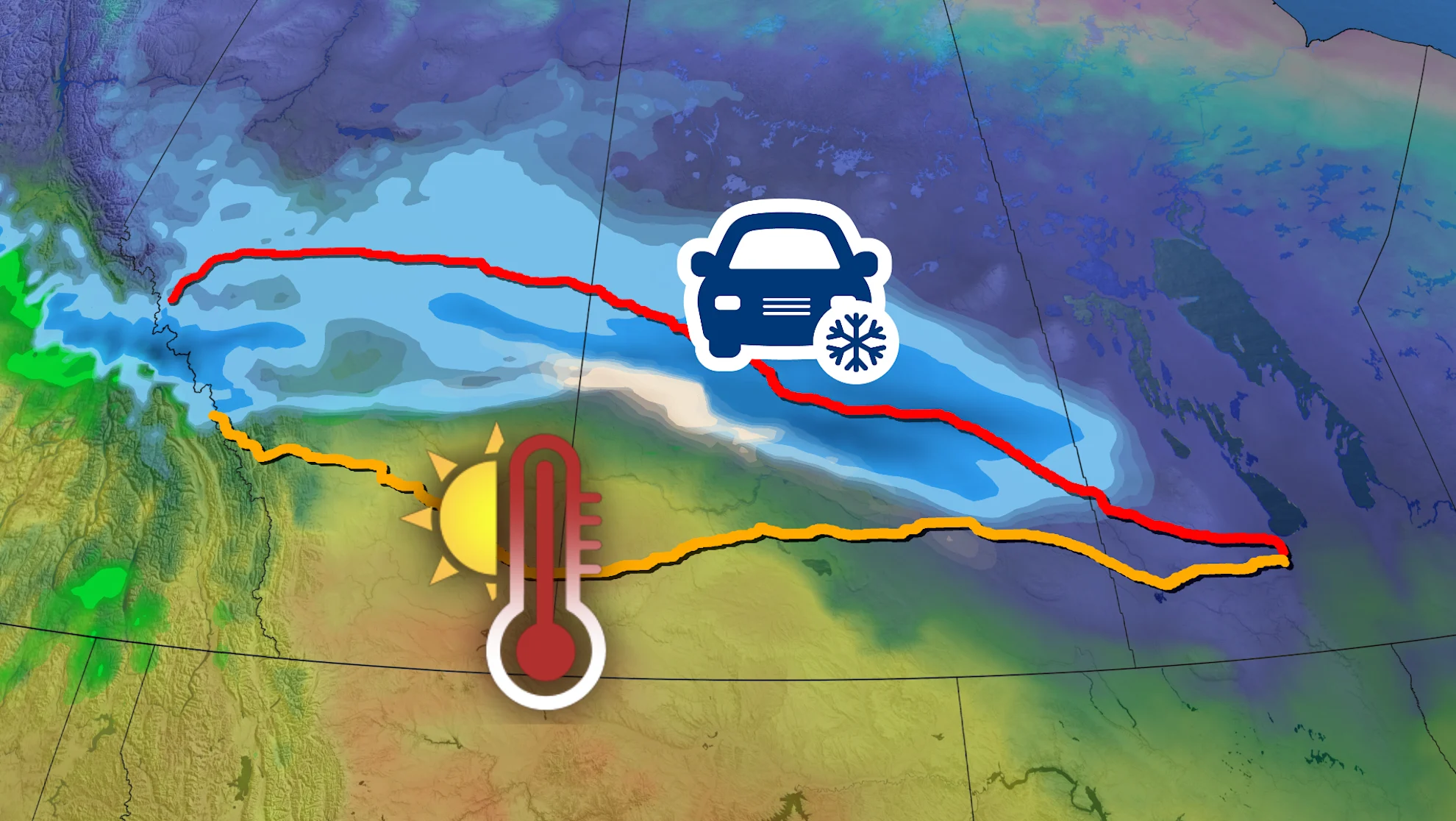 20°C and 20 cm of snow all within just 500 km on the Prairies