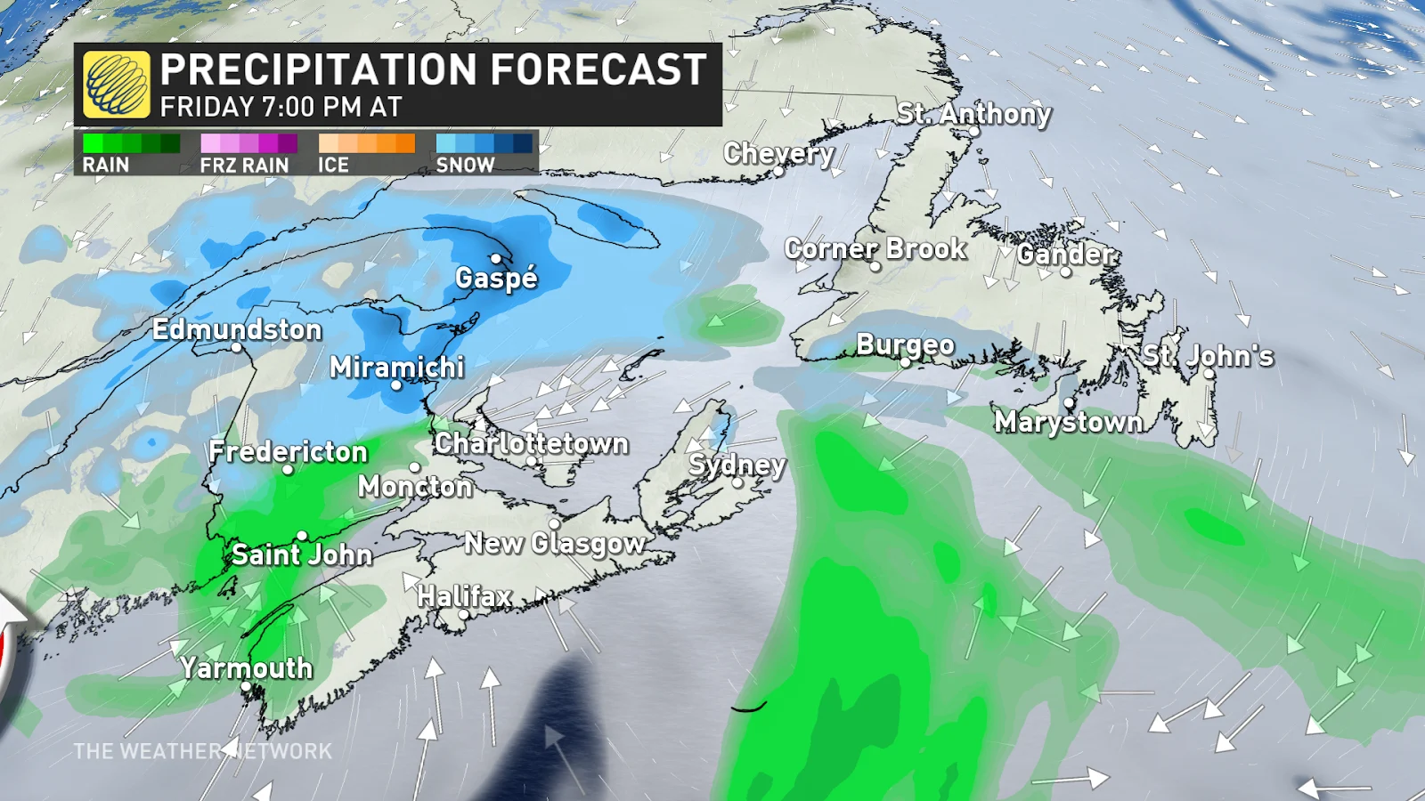 Atlantic Canada precip Friday 7pm