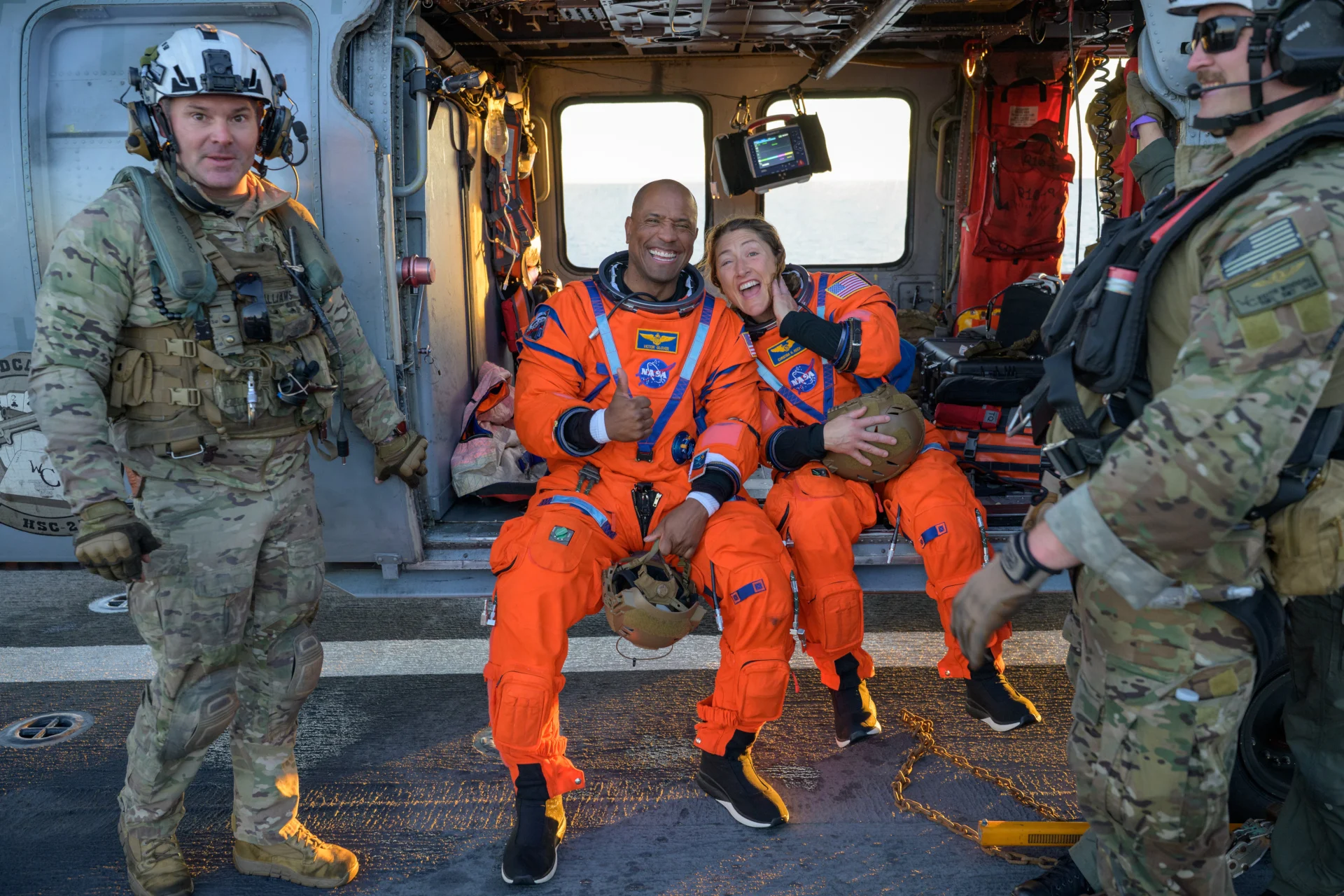 Artemis 2 - Glover and Koch - Helicopter on Ship - Apr 10 - NASA