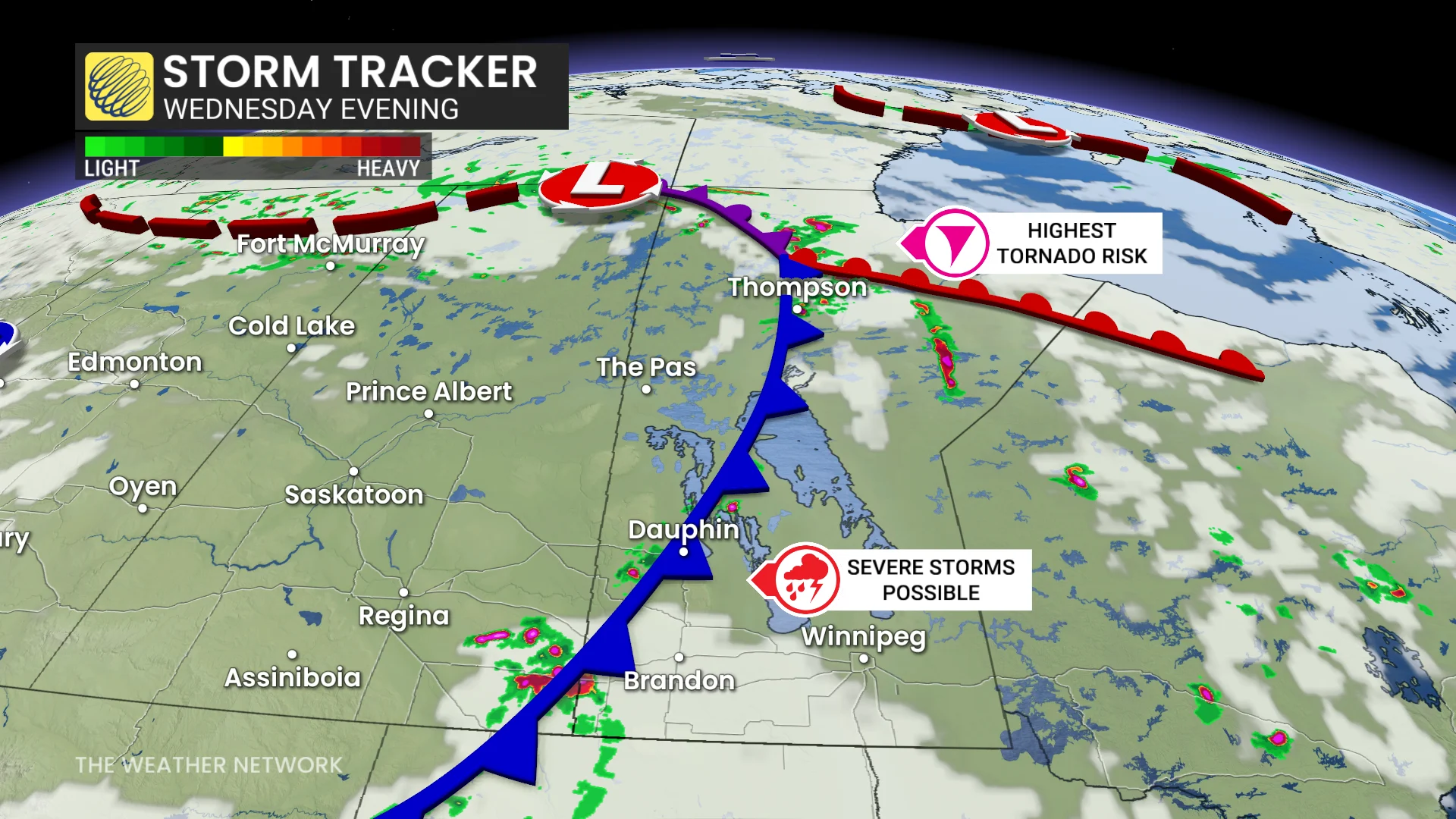 Prairies precipitation timing Wednesday evening