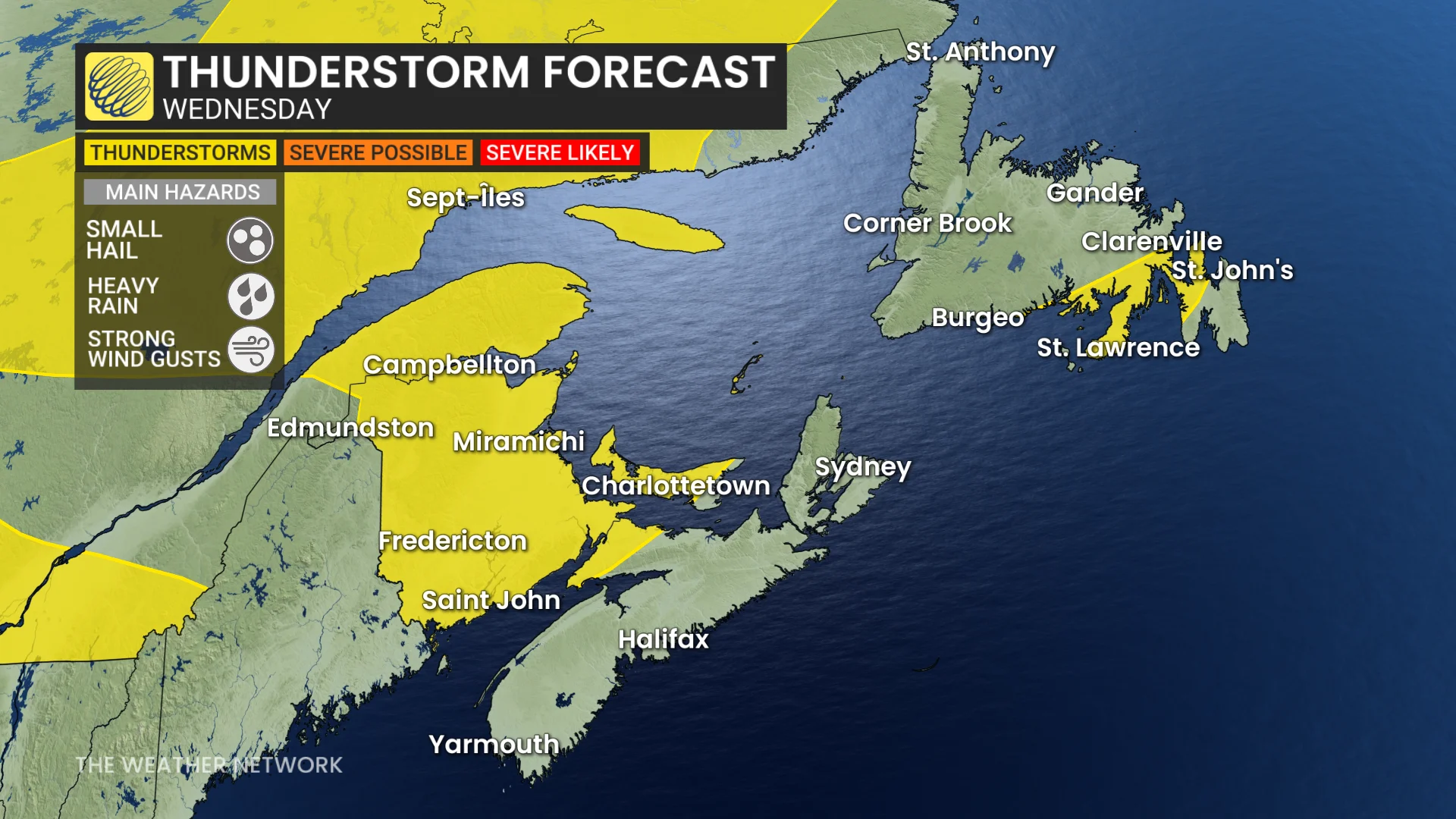 Atlantic Canada Wednesday storm risk