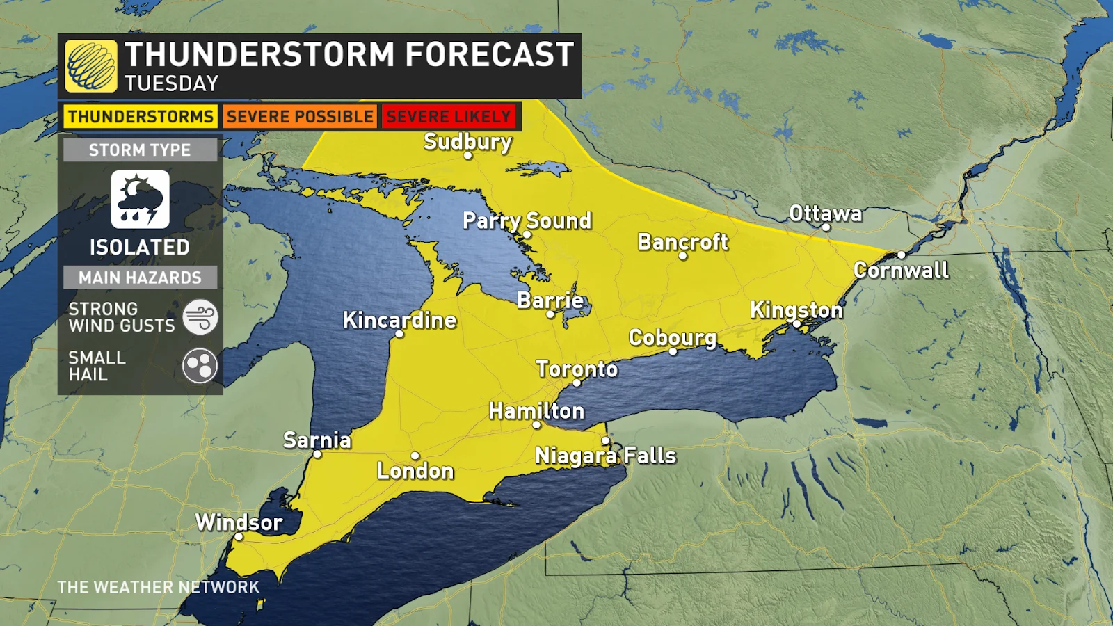 southern Ontario thunderstorm risk map April 8 2024