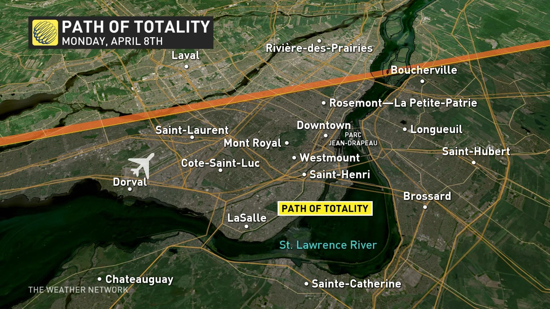 Montreal, Que. path of totality April 7