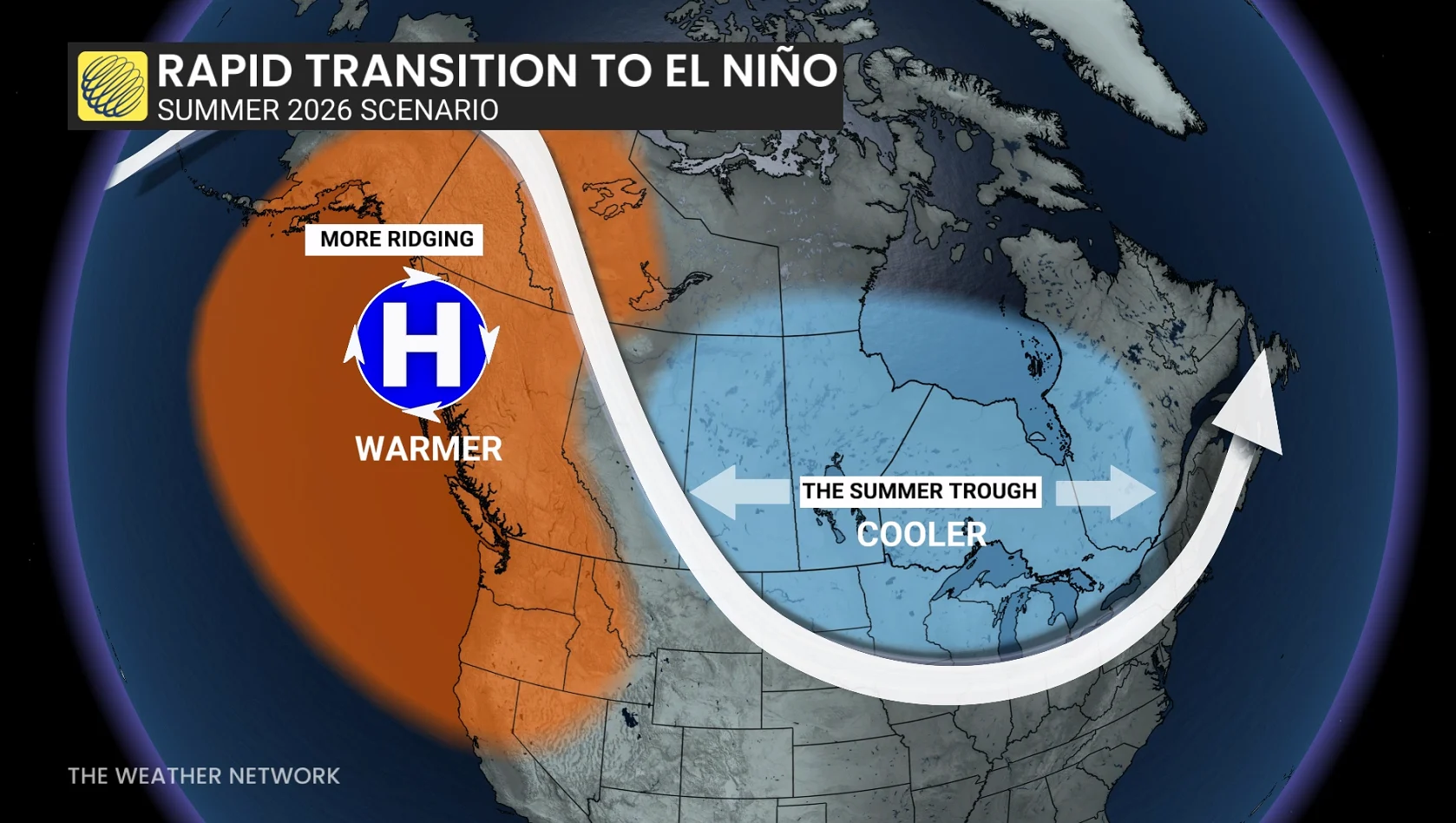 Rapid transition to El Nino summer 2026 Canada