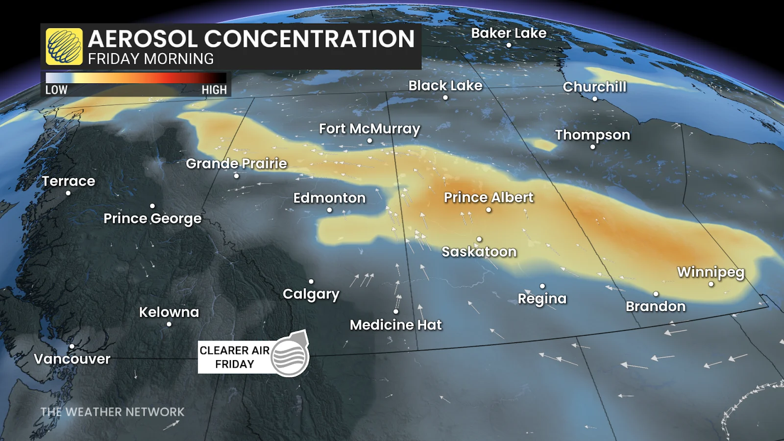 Western Canada smoke concentration Friday morning - June 11, 2025