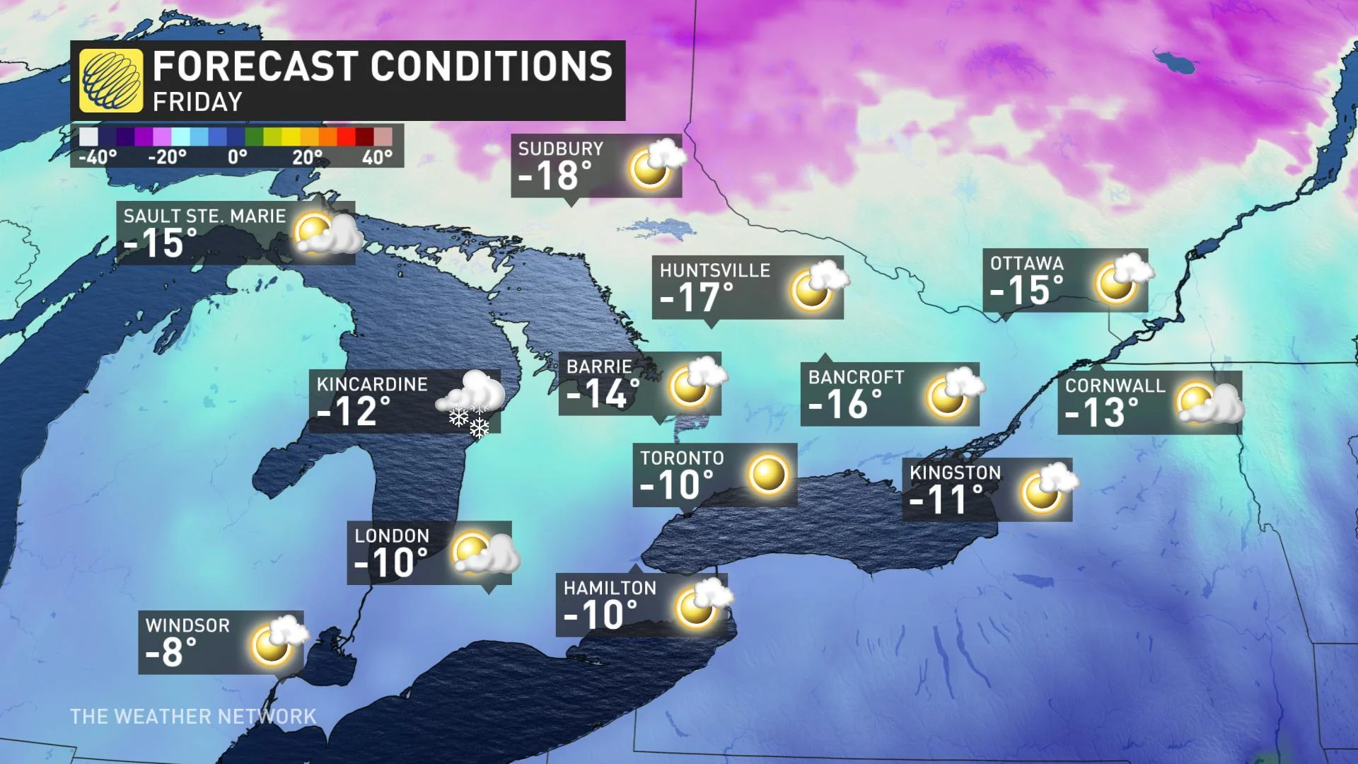 ontario friday temperatures