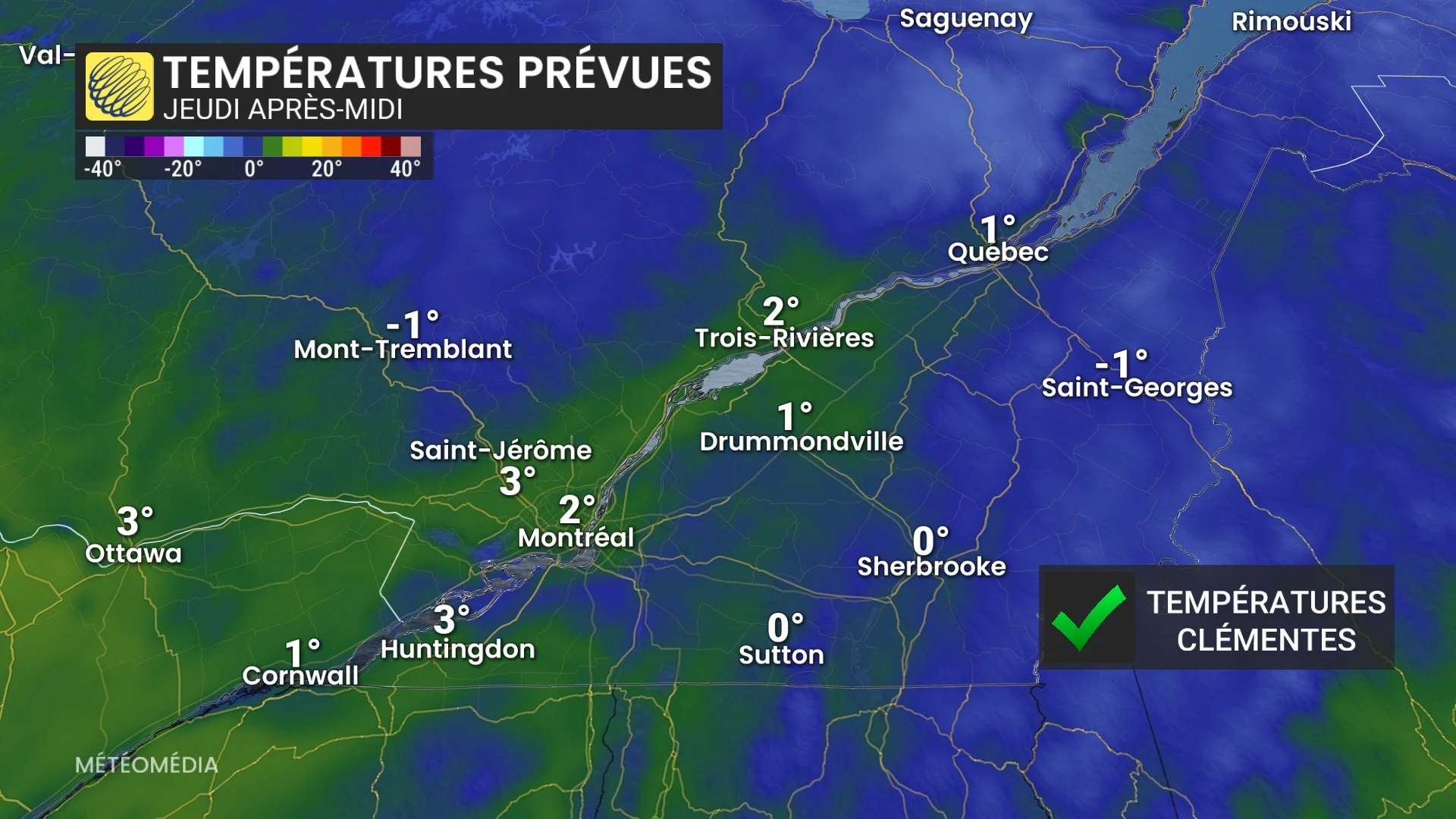jeudi temperatures prevues