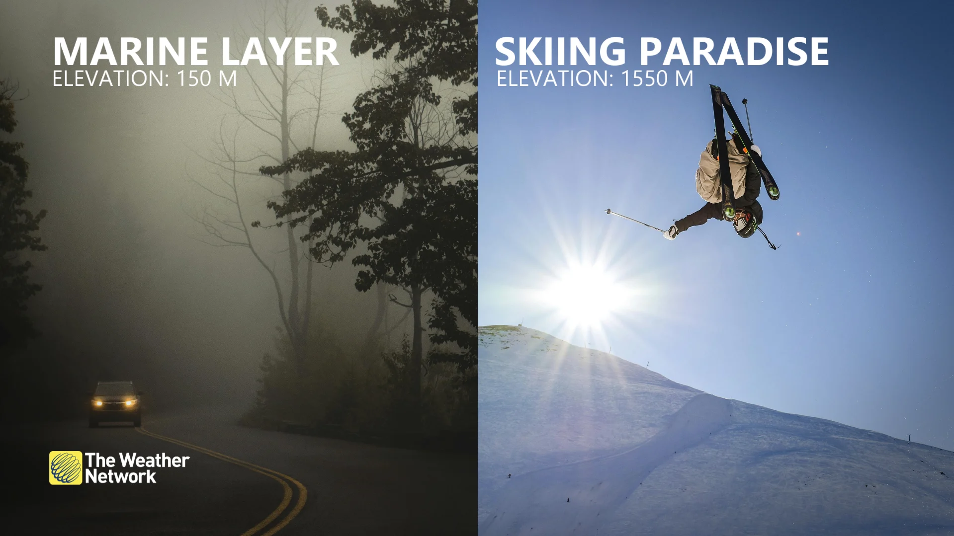 Marine layer versus skiing paradise on B.C. elevations