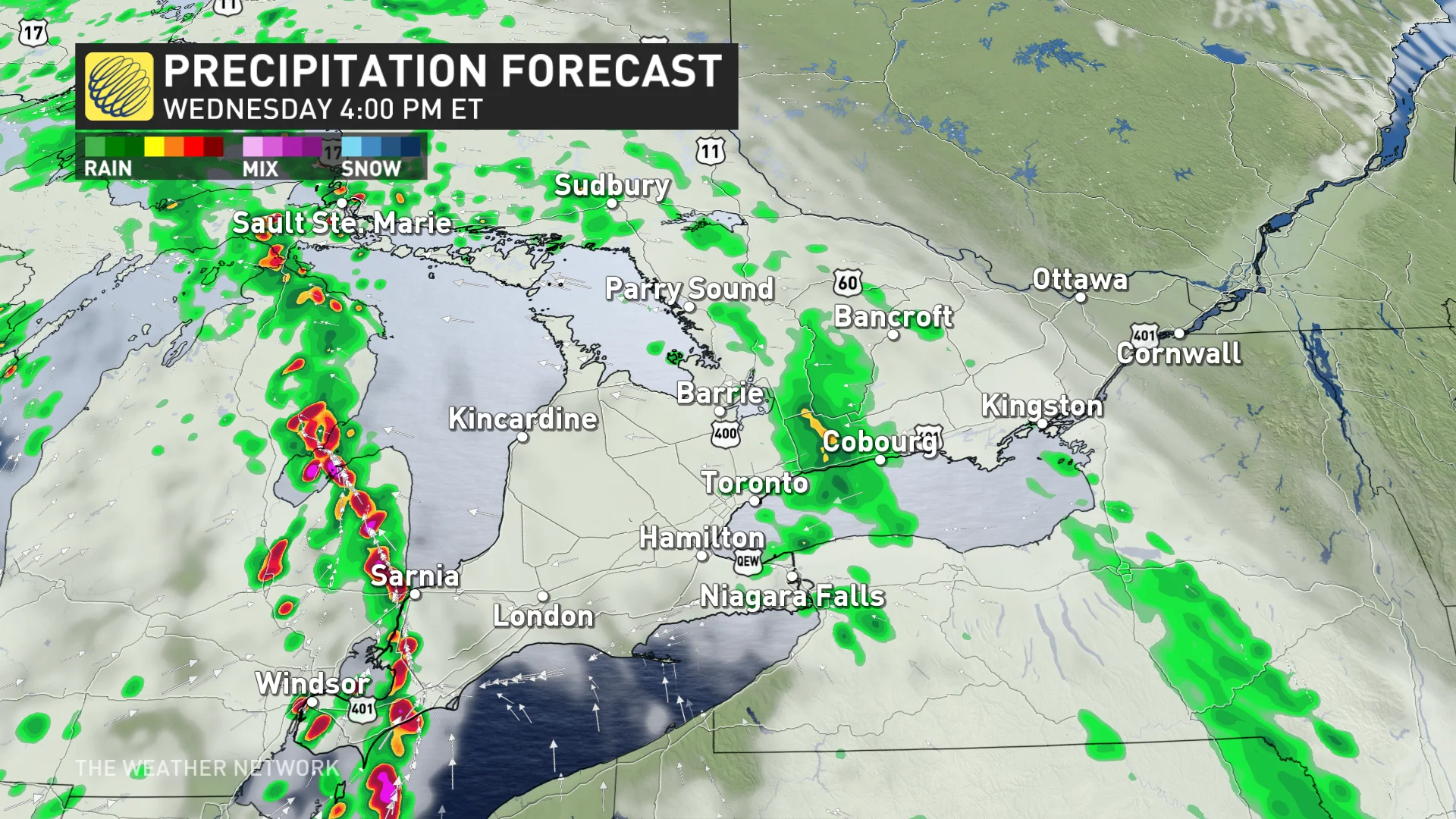 Wednesday afternoon precipitation timing Ontario_April 16