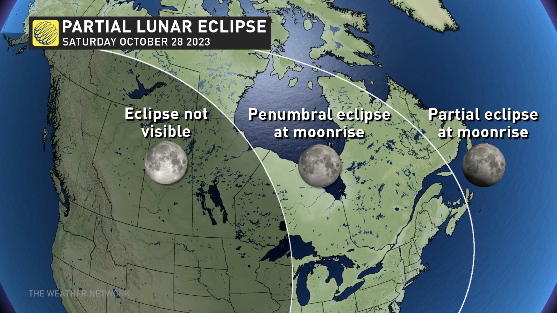 Partial Lunar Eclipse Map - Oct 28 2023