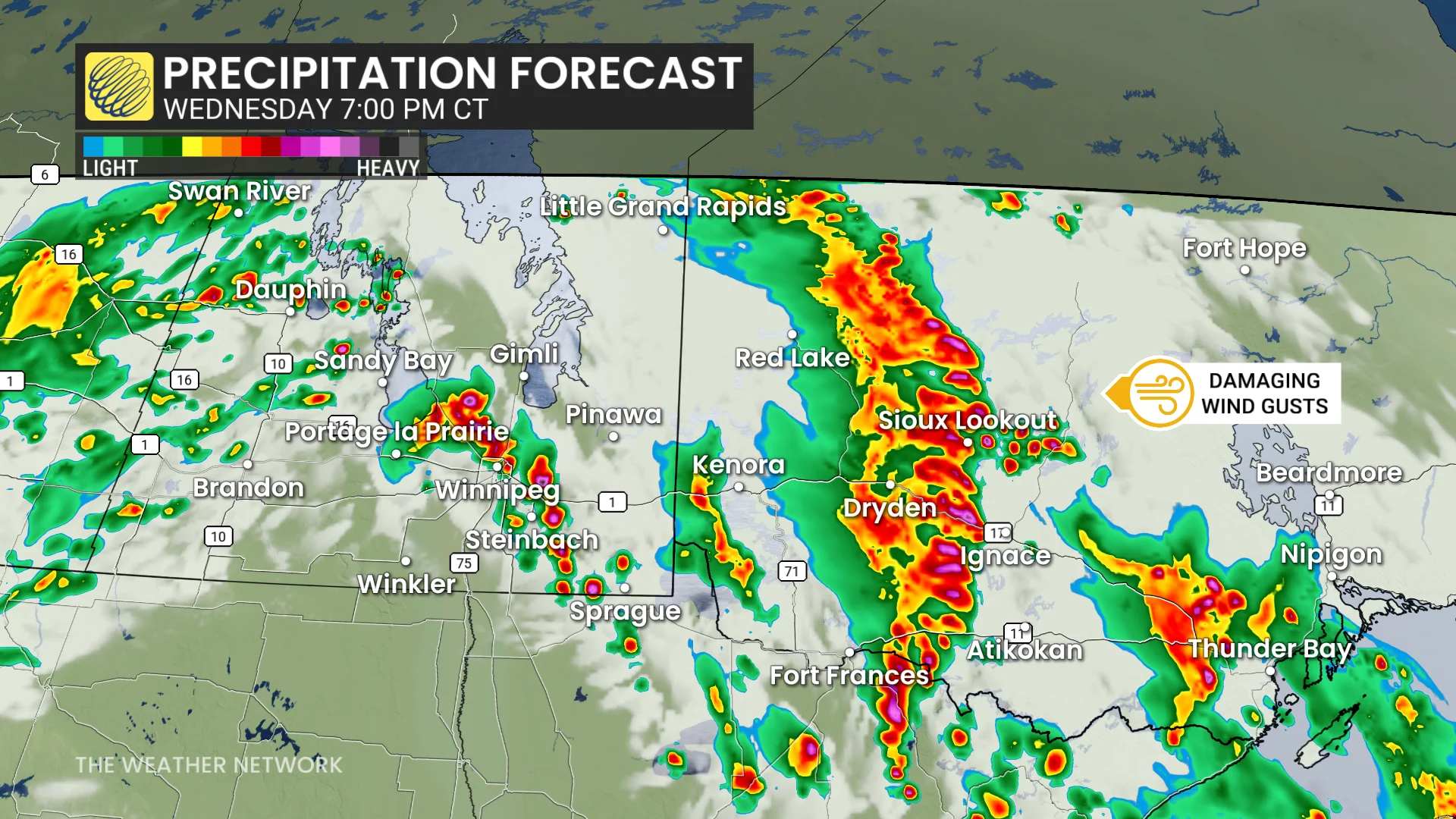 Baron - Northern Ontario precipitation Wednesday 7 pm - June 10