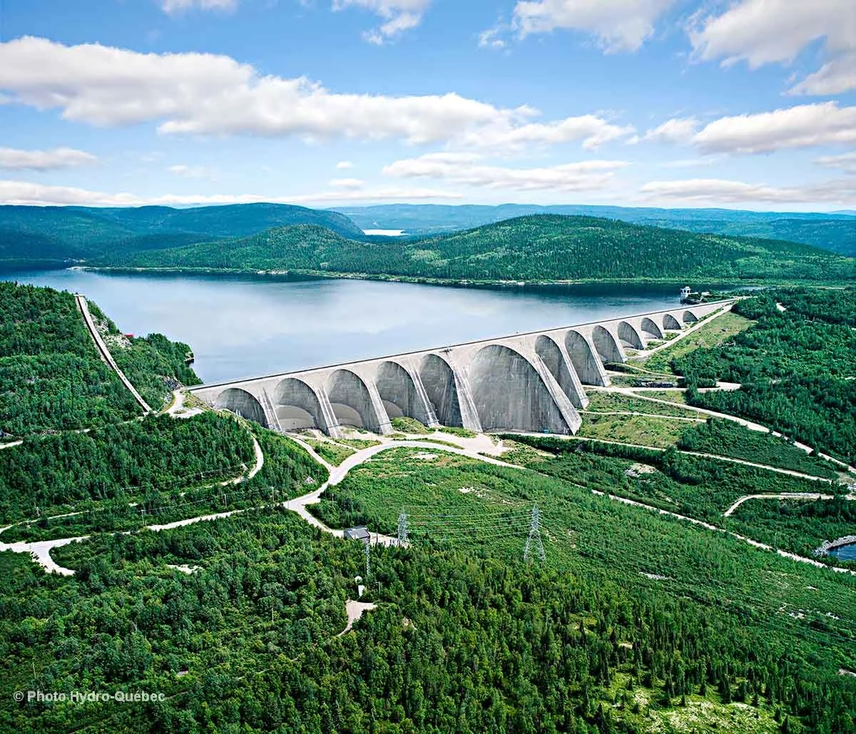 Hydroelectricity makes up more than half of Canada's energy generation. Image: Daniel Johnson Dam, courtesy Hydro Quebec
