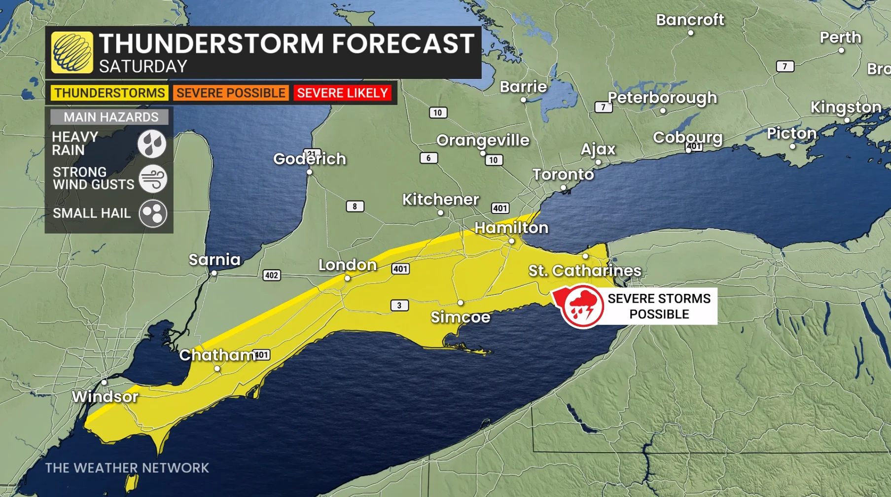 Ontario thunderstorm outlook Saturday