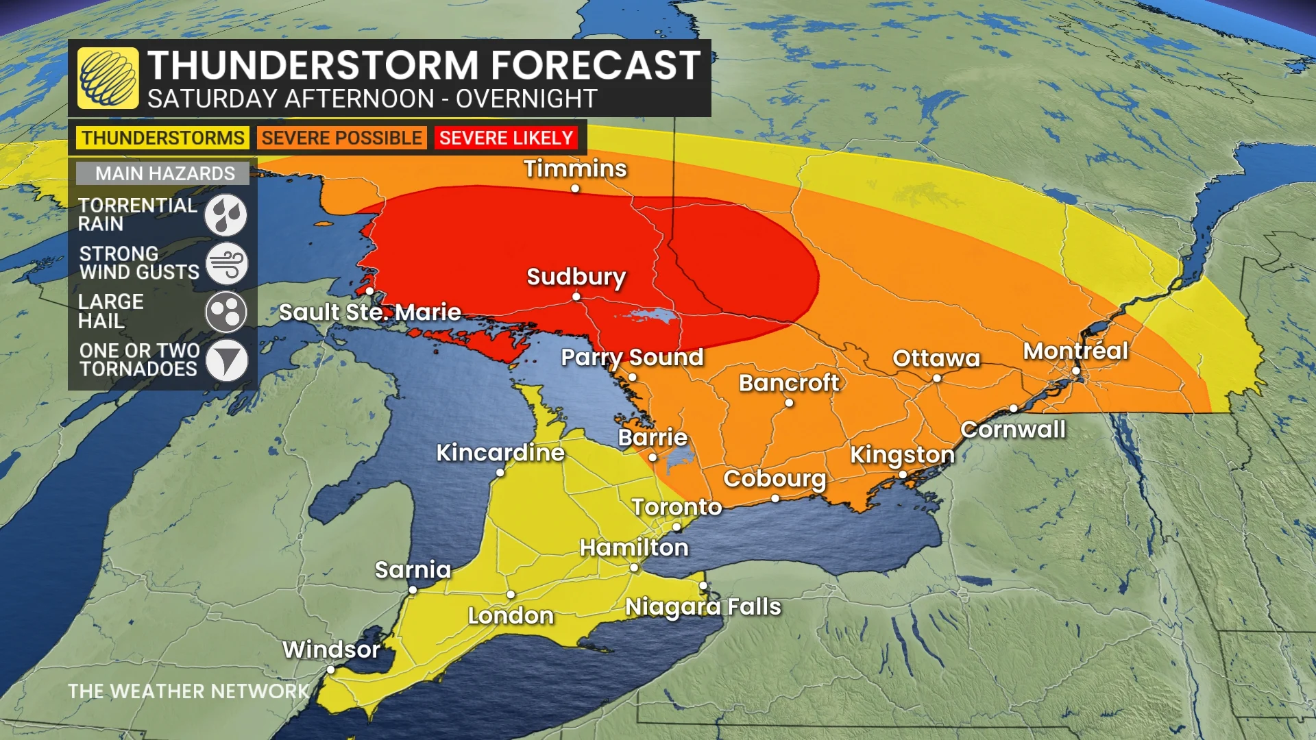 Ontario storm risk Saturday