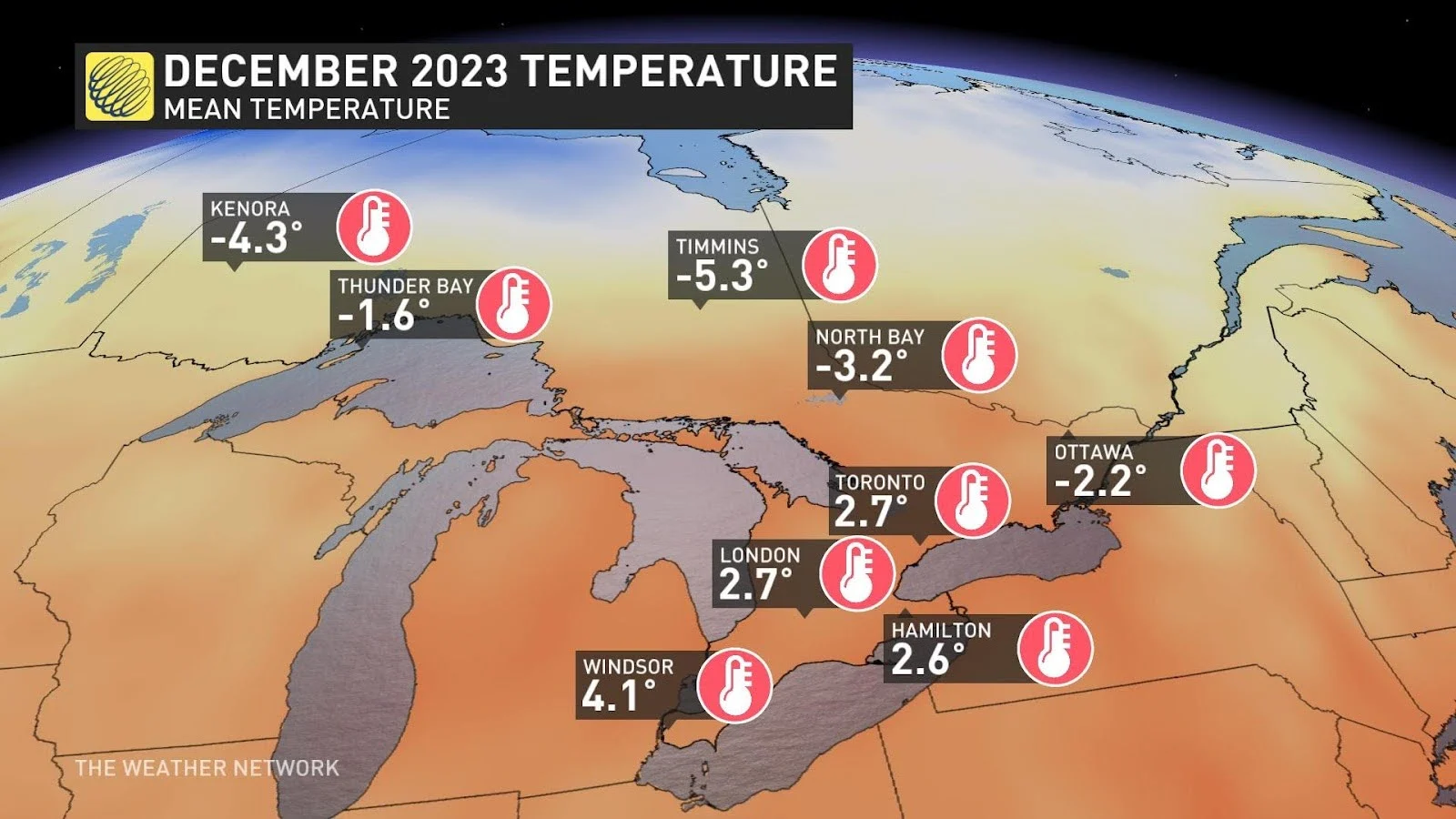 ON Dec 2023 Temps