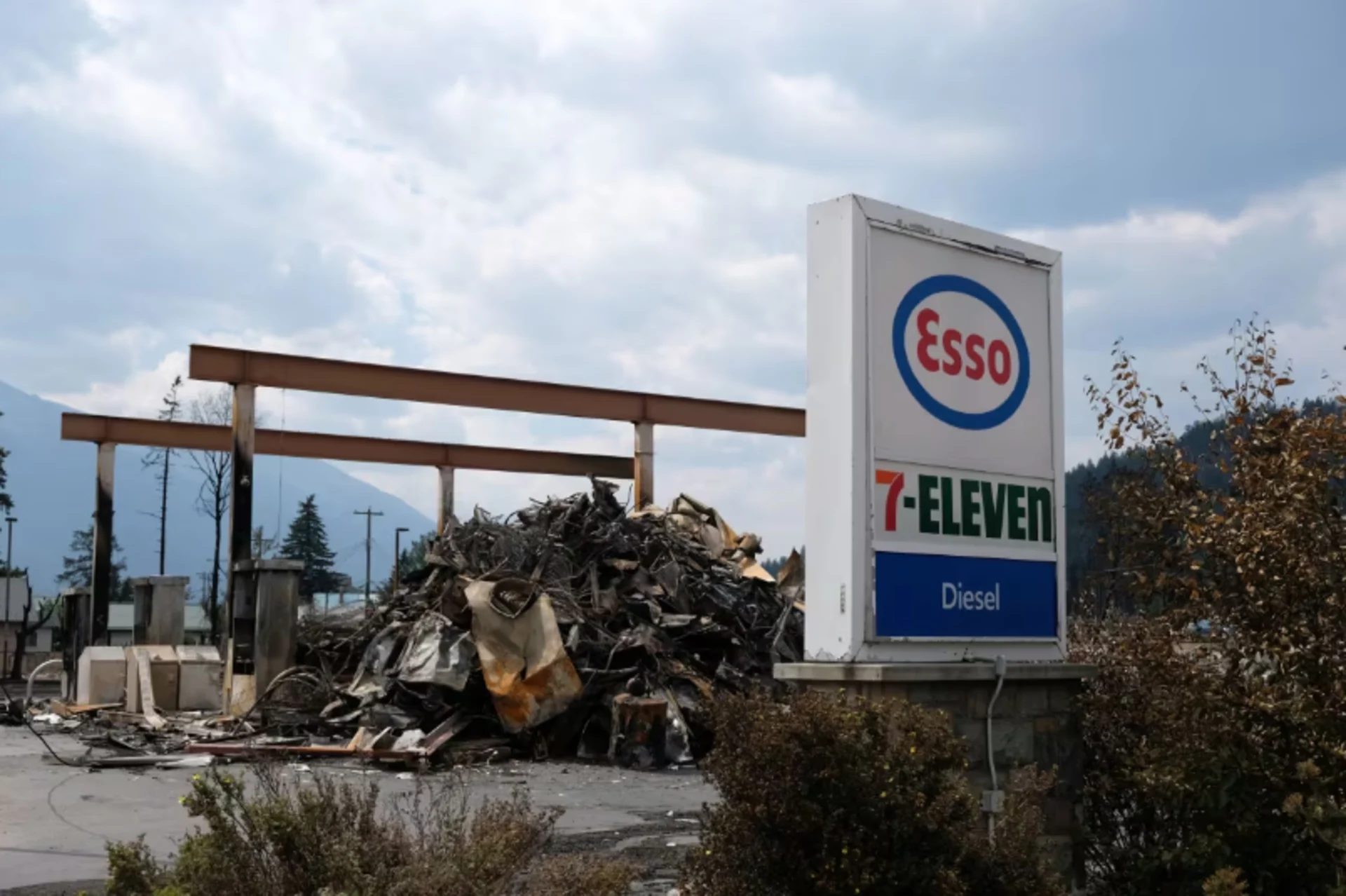 The remains of a gas station destroyed by wildfire in Jasper, Alta - Josh McLean -CBC