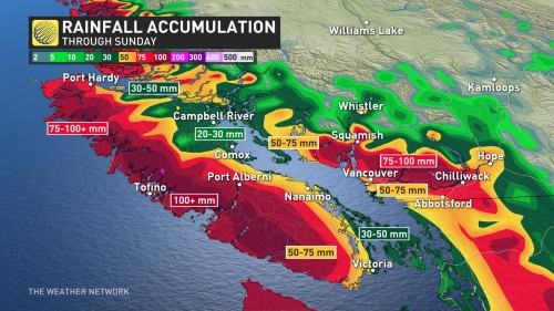 The Weather Network - Rainfall Warnings Issued In B.C., Up To 100 Mm ...