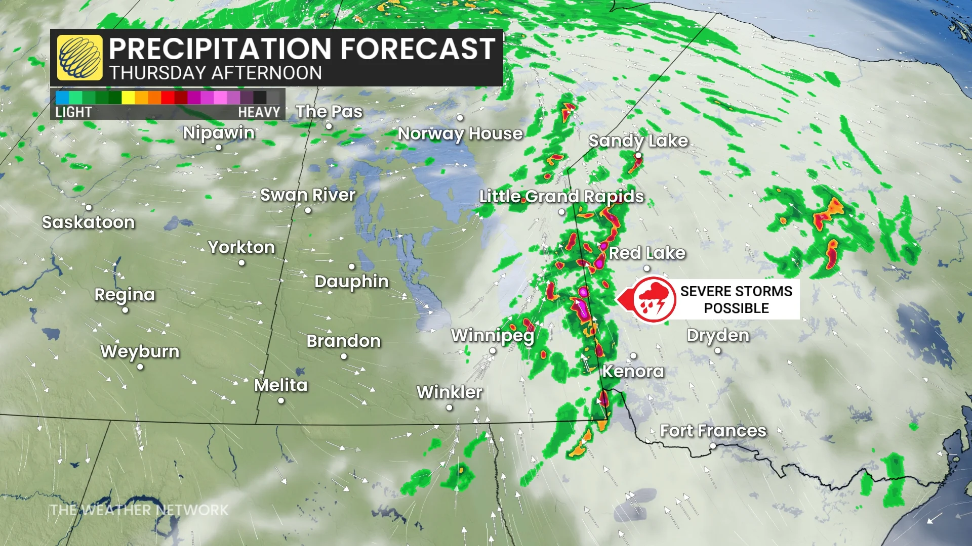 Prairies precipitation timing Thursday afternoon