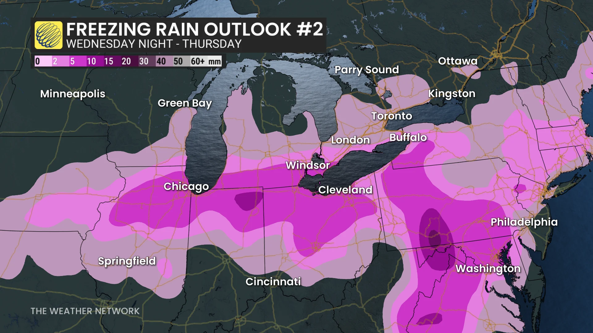 Freezing rain outlook No. 2 in Ontario Wednesday night to Thursday