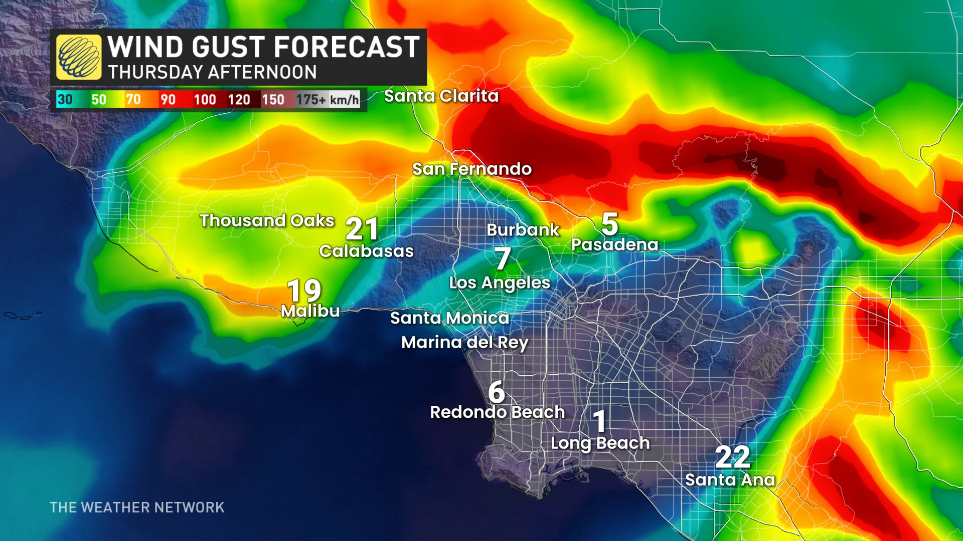 Baron - California wind gusts Thursday afternoon - Jan9