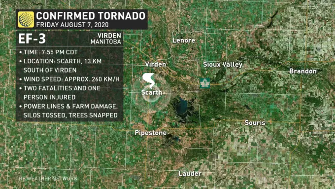 Tornado near Virden, Manitoba