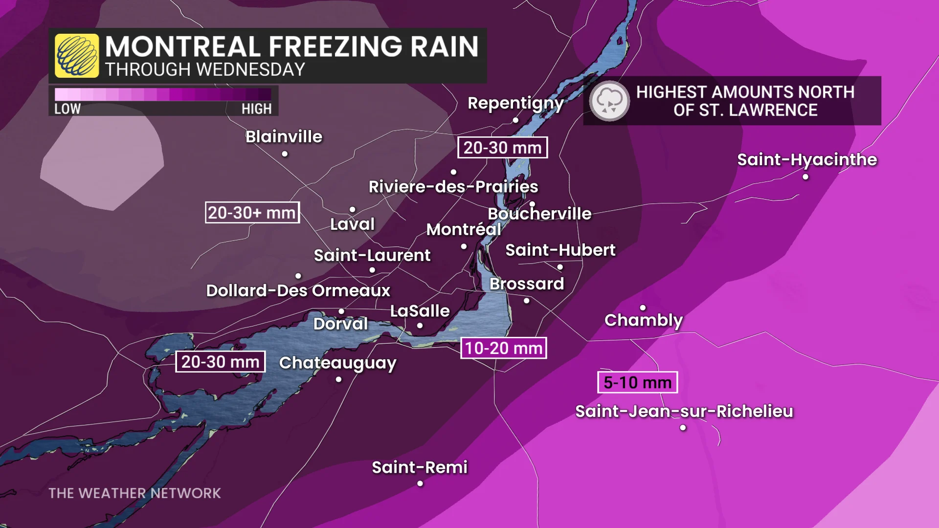 Montreal freezing rain forecast