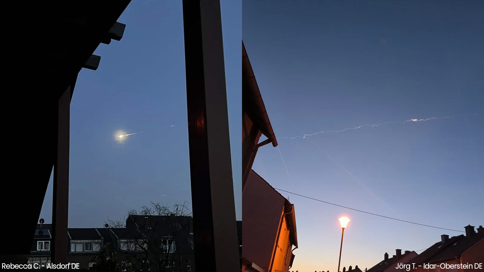 Fireball and Trail - Germany - March 8 2026 - Rebecca C Jorg T via AMS