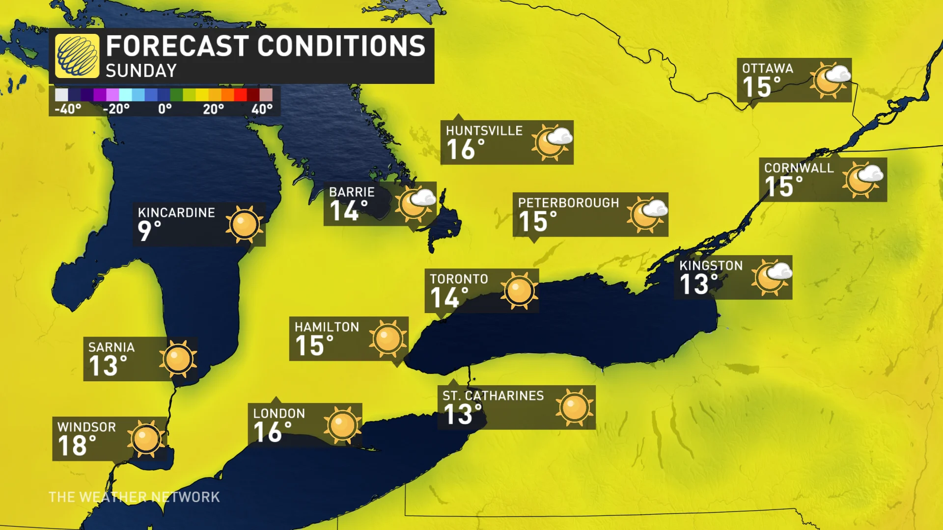 Baron - Southern Ontario temperatures Sunday