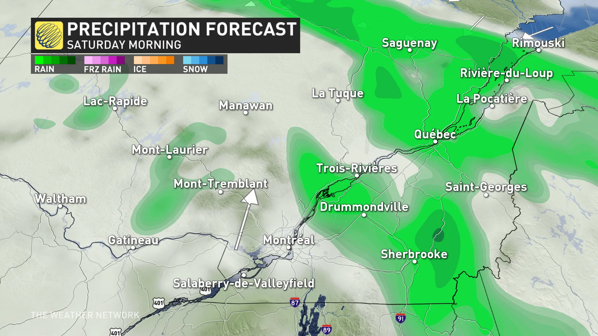 Baron - Saturday morning precip Quebec